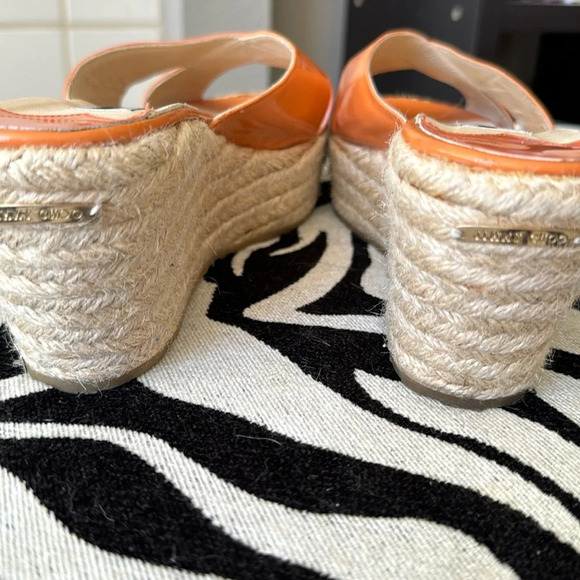 Jimmy Choo Orange Patent Leather Phyllis Platform Wedge Size 41 - Picture 6 of 9